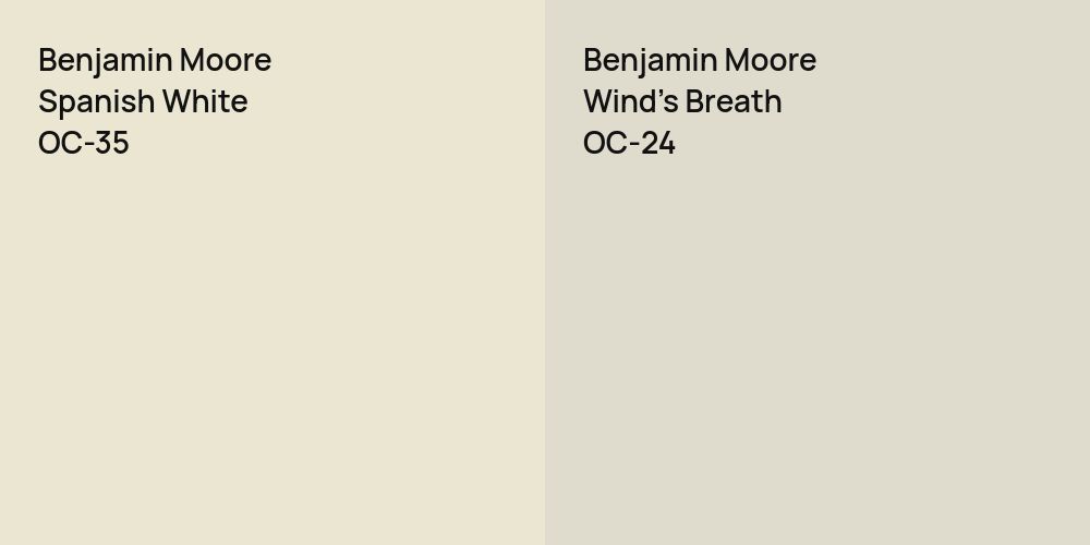 Benjamin Moore Spanish White vs. Benjamin Moore Wind's Breath