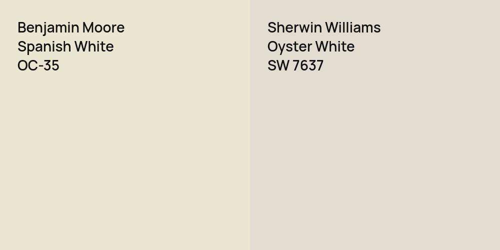 Benjamin Moore Spanish White vs. Sherwin Williams Oyster White