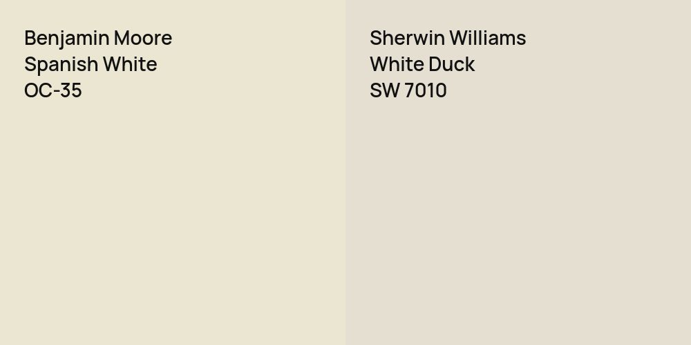 Benjamin Moore Spanish White vs. Sherwin Williams White Duck