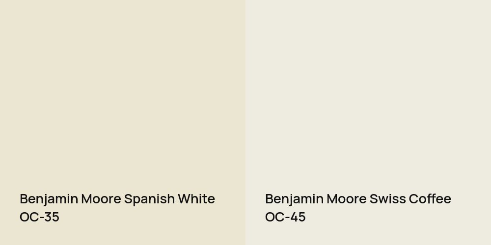 Benjamin Moore Spanish White vs. Benjamin Moore Swiss Coffee