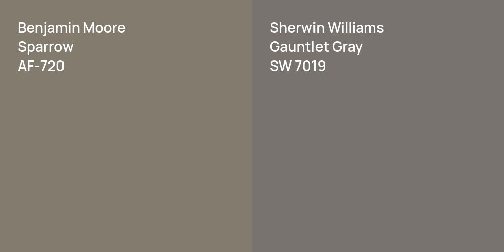 Benjamin Moore Sparrow vs. Sherwin Williams Gauntlet Gray