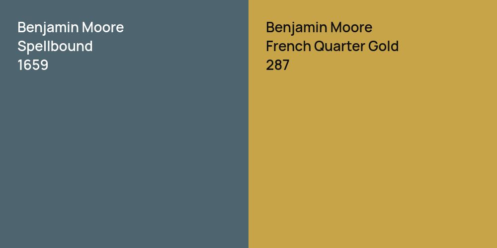 Benjamin Moore Spellbound vs. Benjamin Moore French Quarter Gold