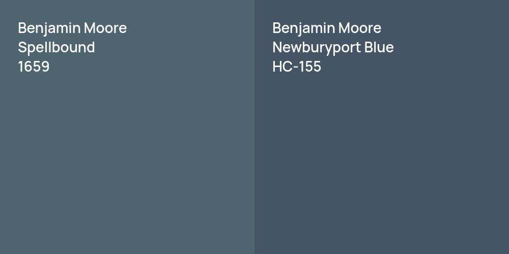 Benjamin Moore Spellbound vs. Benjamin Moore Newburyport Blue