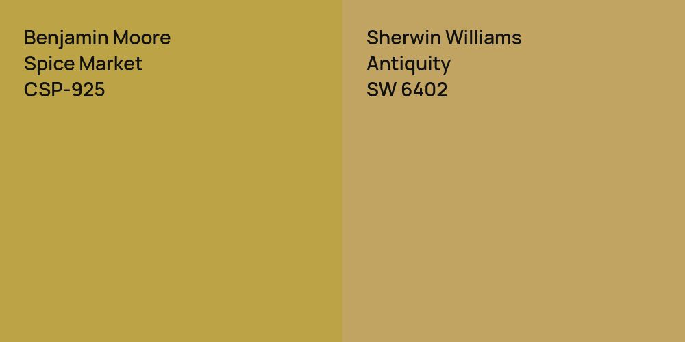 Benjamin Moore Spice Market vs. Sherwin Williams Antiquity