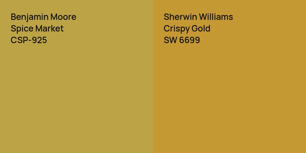 Benjamin Moore Spice Market vs. Sherwin Williams Crispy Gold