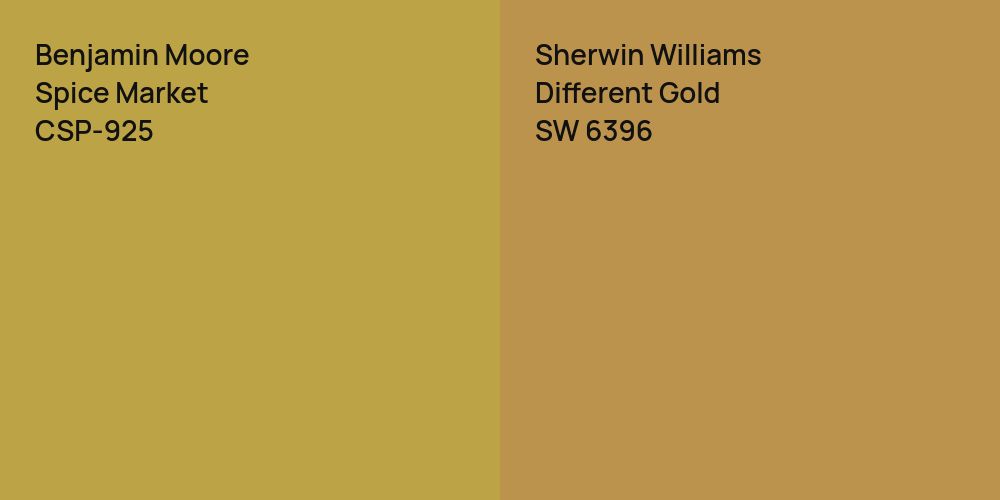 Benjamin Moore Spice Market vs. Sherwin Williams Different Gold