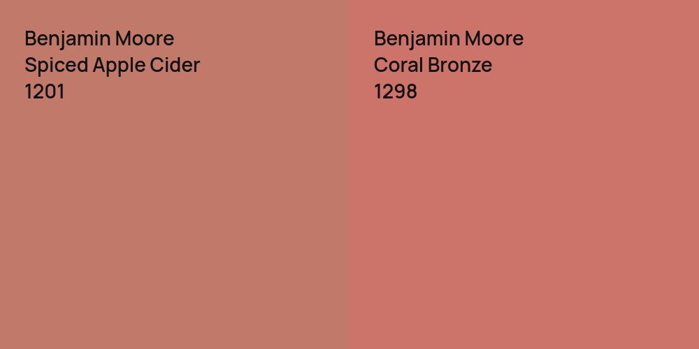 Benjamin Moore Spiced Apple Cider vs. Benjamin Moore Coral Bronze