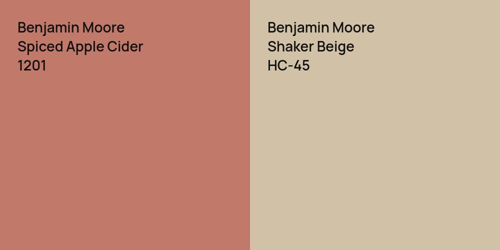 Benjamin Moore Spiced Apple Cider vs. Benjamin Moore Shaker Beige