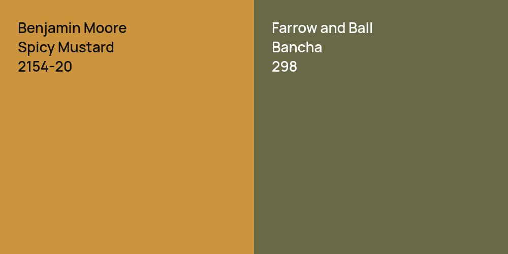 Benjamin Moore Spicy Mustard vs. Farrow and Ball Bancha