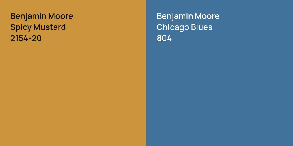 Benjamin Moore Spicy Mustard vs. Benjamin Moore Chicago Blues