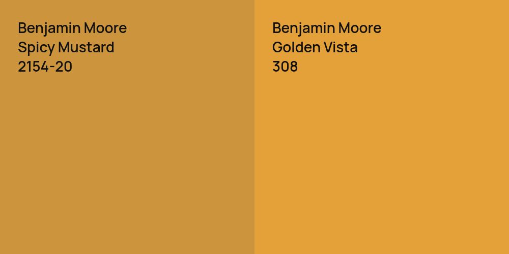 Benjamin Moore Spicy Mustard vs. Benjamin Moore Golden Vista