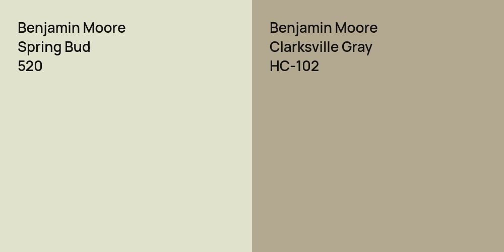 Benjamin Moore Spring Bud vs. Benjamin Moore Clarksville Gray