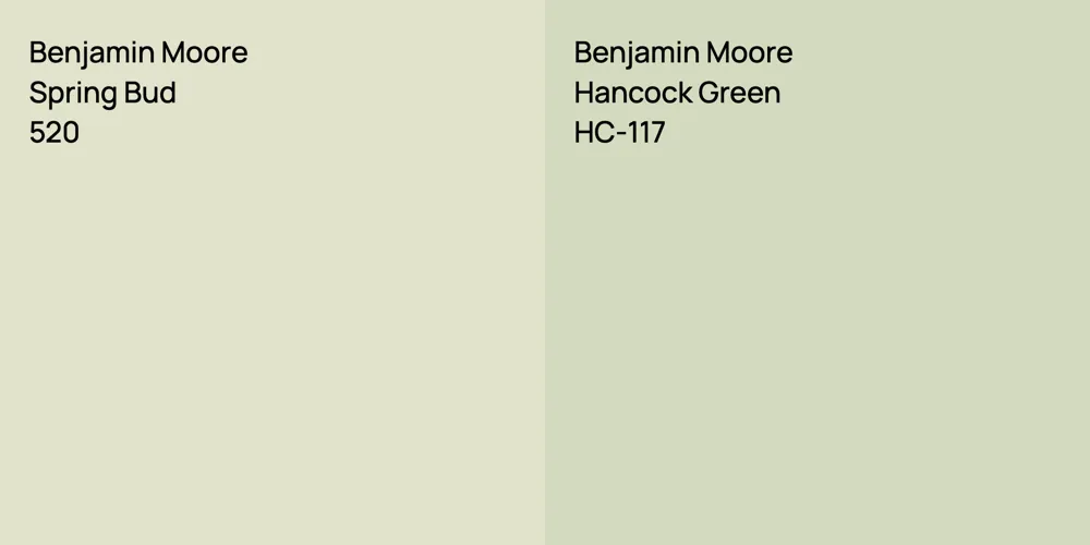 Benjamin Moore Spring Bud vs. Benjamin Moore Hancock Green