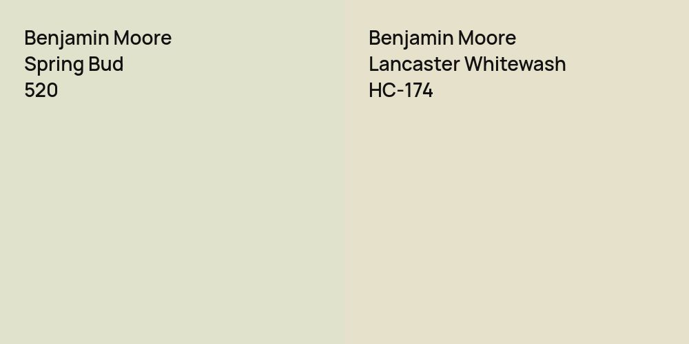 Benjamin Moore Spring Bud vs. Benjamin Moore Lancaster Whitewash