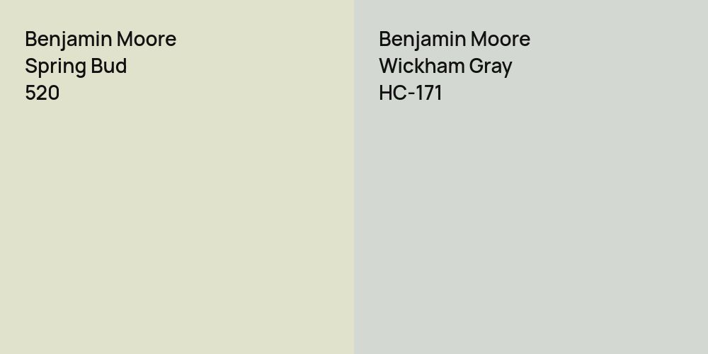 Benjamin Moore Spring Bud vs. Benjamin Moore Wickham Gray