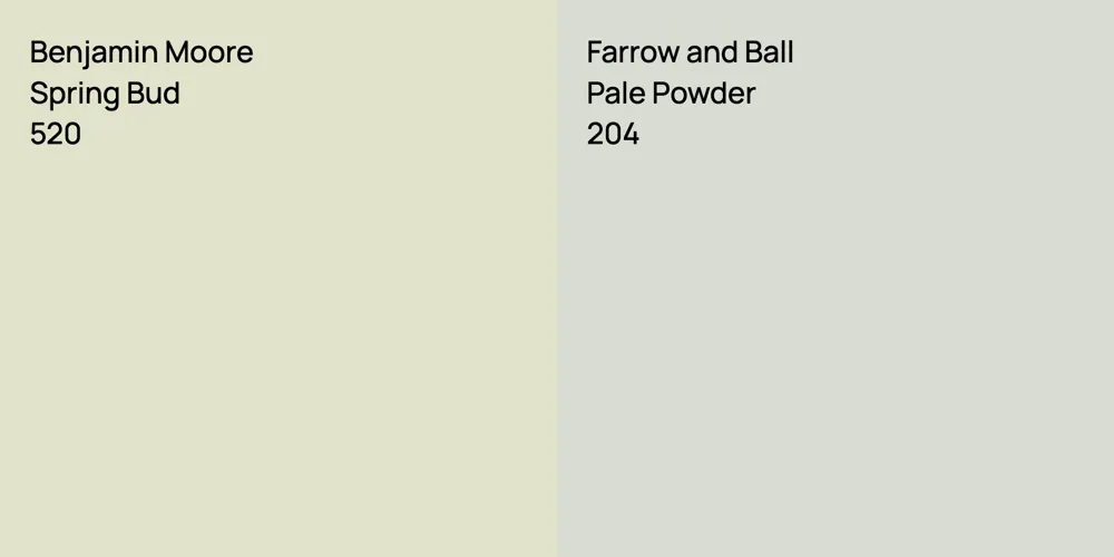 Benjamin Moore Spring Bud vs. Farrow and Ball Pale Powder