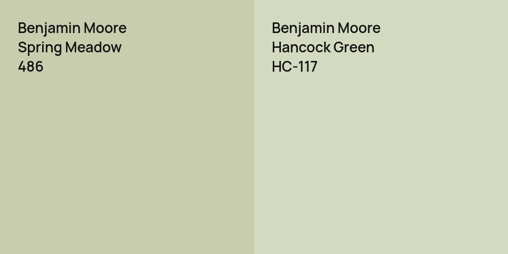 Benjamin Moore Spring Meadow vs. Benjamin Moore Hancock Green