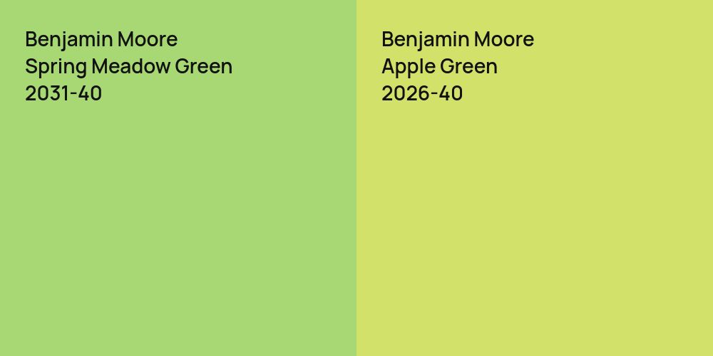 Benjamin Moore Spring Meadow Green vs. Benjamin Moore Apple Green