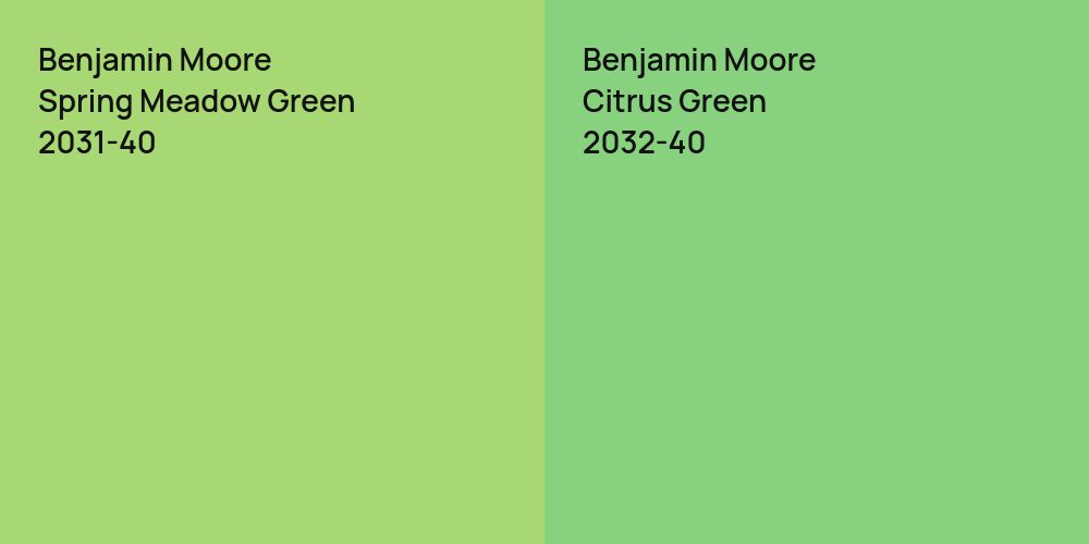 Benjamin Moore Spring Meadow Green vs. Benjamin Moore Citrus Green