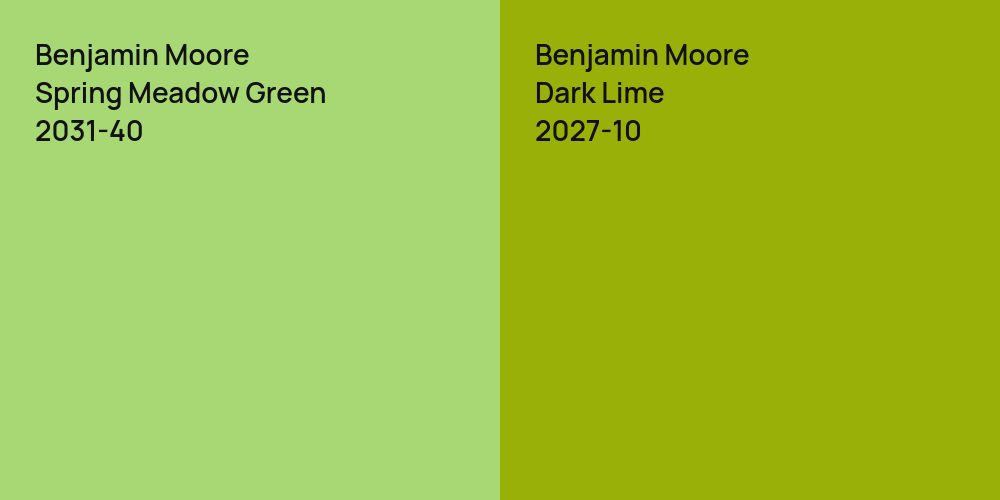 Benjamin Moore Spring Meadow Green vs. Benjamin Moore Dark Lime