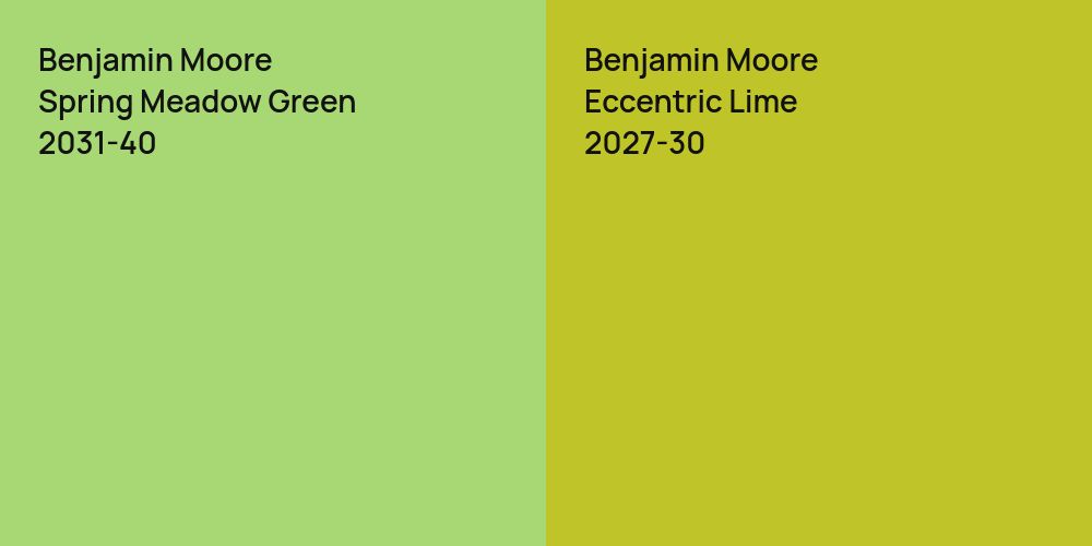 Benjamin Moore Spring Meadow Green vs. Benjamin Moore Eccentric Lime