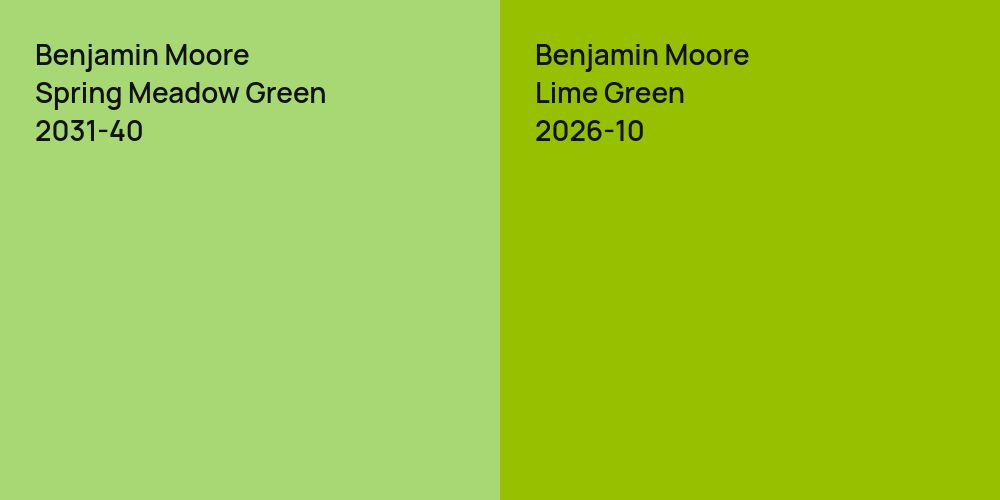 Benjamin Moore Spring Meadow Green vs. Benjamin Moore Lime Green