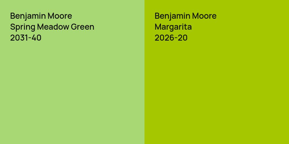 Benjamin Moore Spring Meadow Green vs. Benjamin Moore Margarita