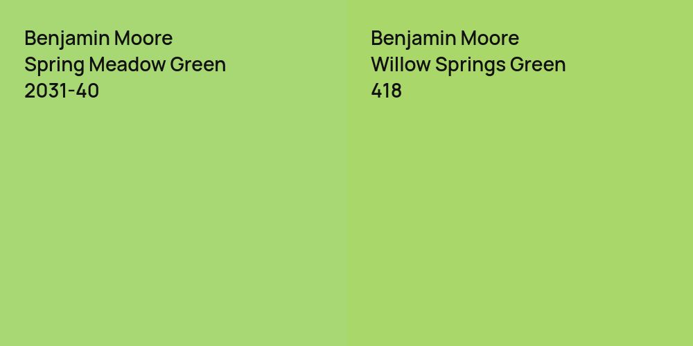 Benjamin Moore Spring Meadow Green vs. Benjamin Moore Willow Springs Green