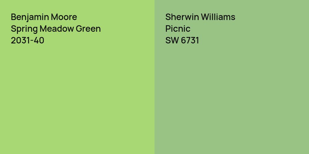 Benjamin Moore Spring Meadow Green vs. Sherwin Williams Picnic