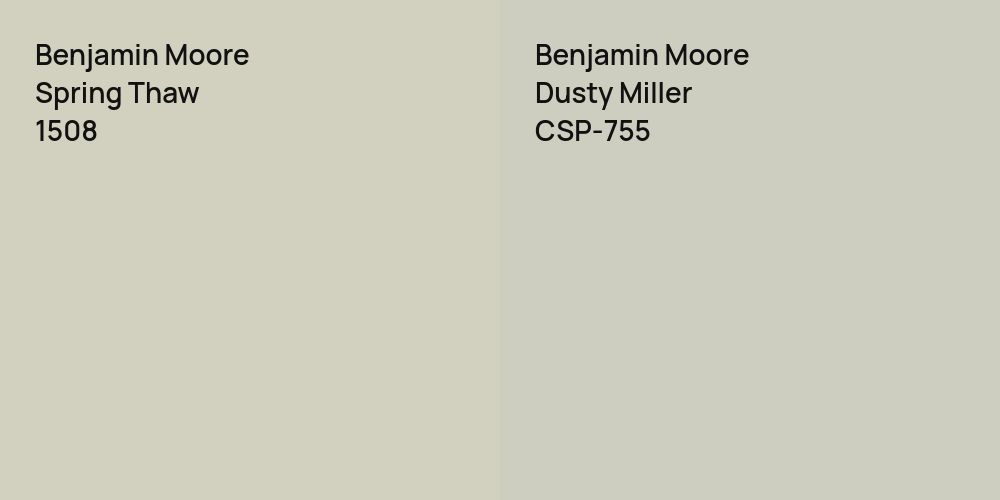 Benjamin Moore Spring Thaw vs. Benjamin Moore Dusty Miller