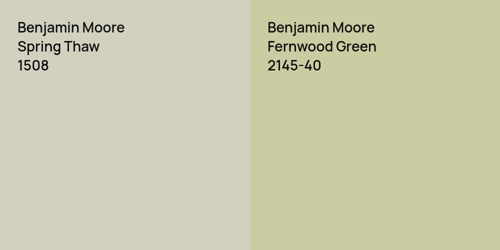 Benjamin Moore Spring Thaw vs. Benjamin Moore Fernwood Green