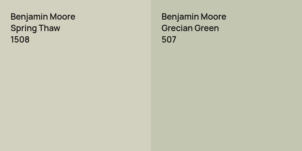 Benjamin Moore Spring Thaw vs. Benjamin Moore Grecian Green