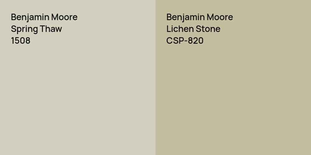 Benjamin Moore Spring Thaw vs. Benjamin Moore Lichen Stone