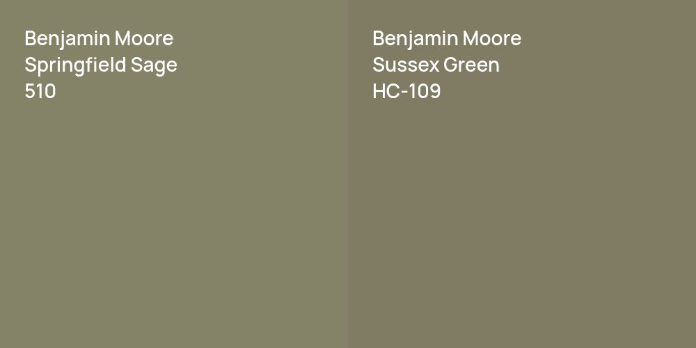 Benjamin Moore Springfield Sage vs. Benjamin Moore Sussex Green