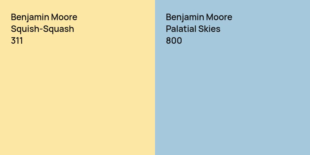 Benjamin Moore Squish-Squash vs. Benjamin Moore Palatial Skies