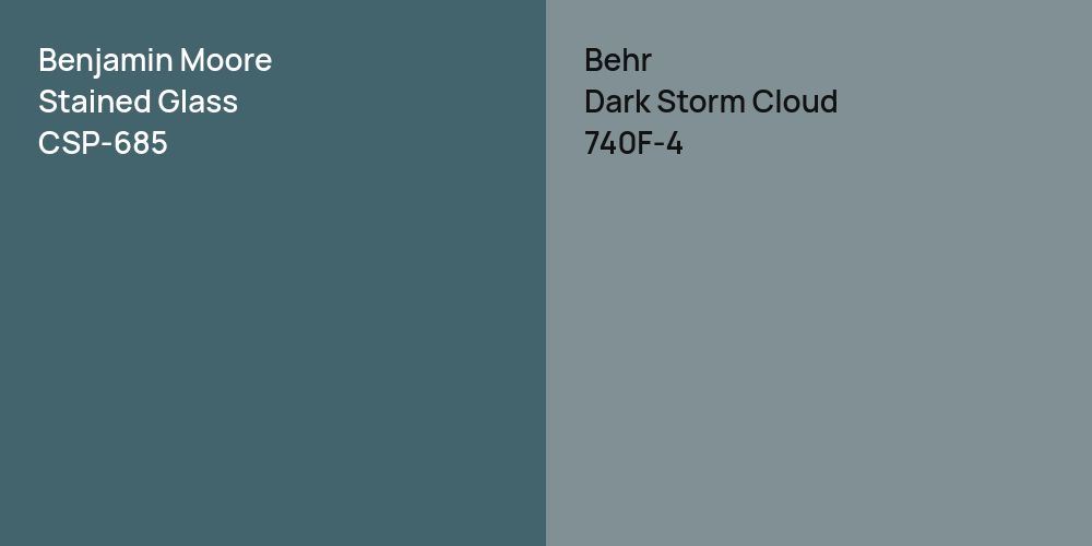 Benjamin Moore Stained Glass vs. Behr Dark Storm Cloud