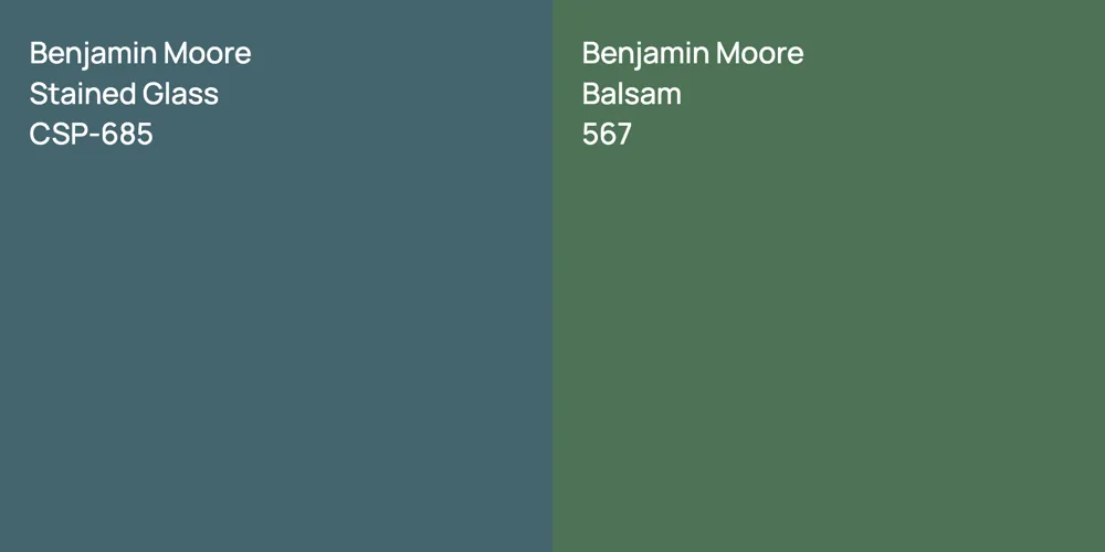 Benjamin Moore Stained Glass vs. Benjamin Moore Balsam comparison