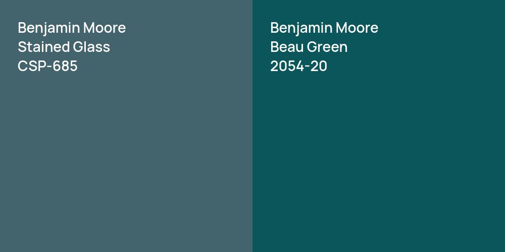 Benjamin Moore Stained Glass vs. Benjamin Moore Beau Green