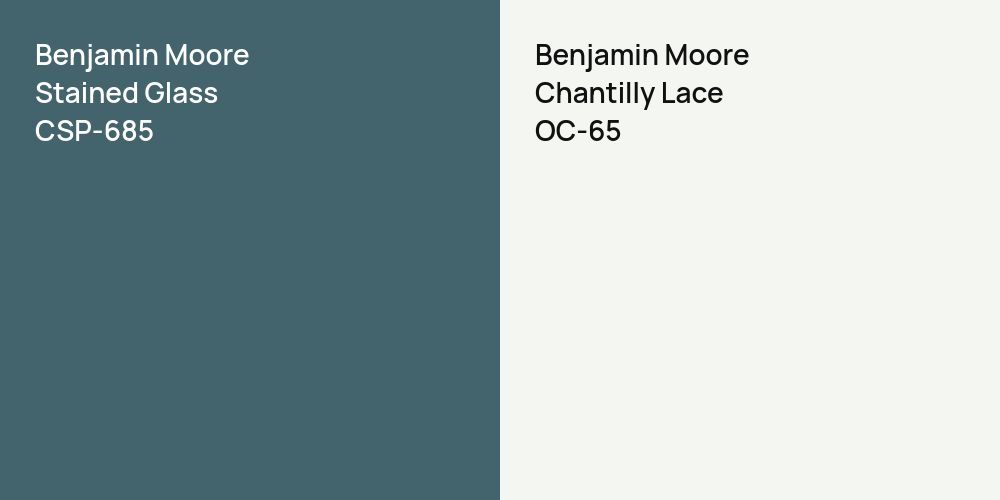 Benjamin Moore Stained Glass vs. Benjamin Moore Chantilly Lace