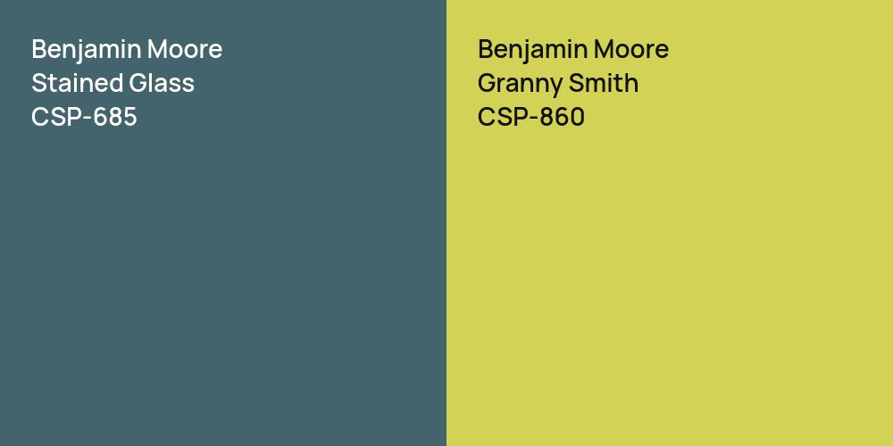 Benjamin Moore Stained Glass vs. Benjamin Moore Granny Smith