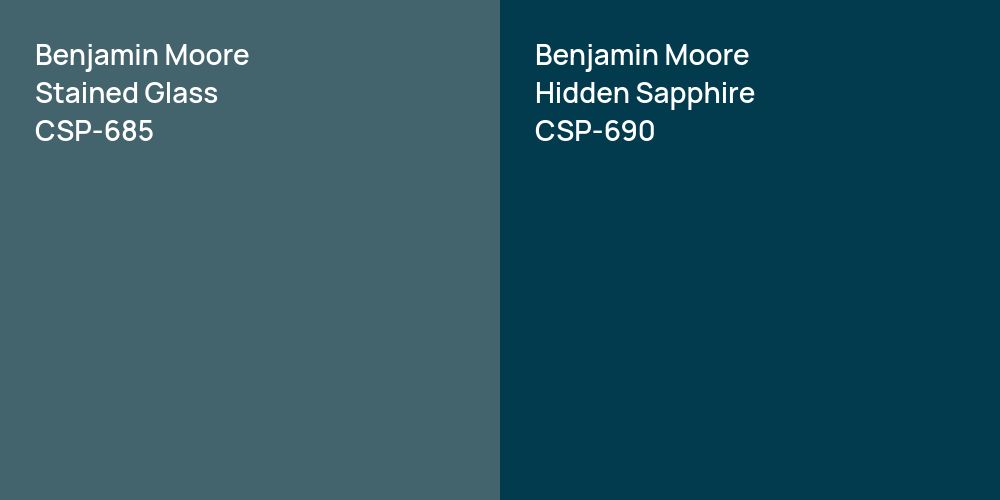 Benjamin Moore Stained Glass vs. Benjamin Moore Hidden Sapphire