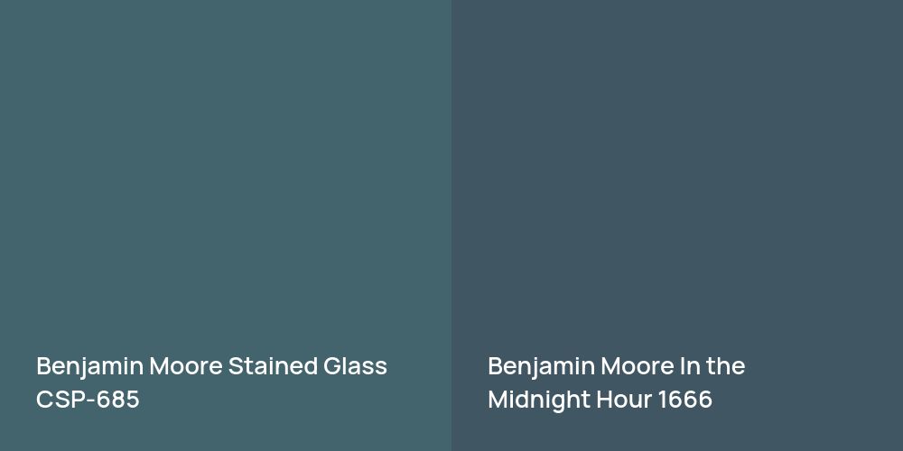 Benjamin Moore Stained Glass vs. Benjamin Moore In the Midnight Hour