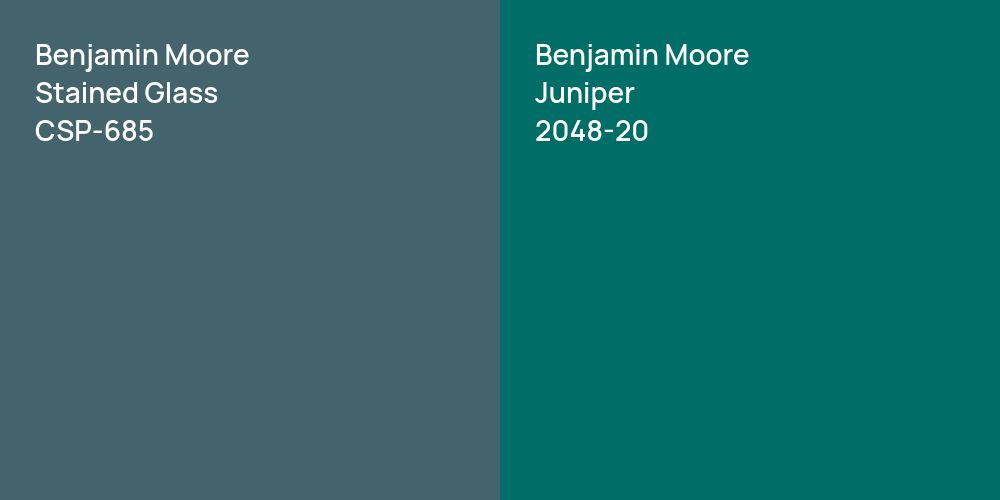 Benjamin Moore Stained Glass vs. Benjamin Moore Juniper