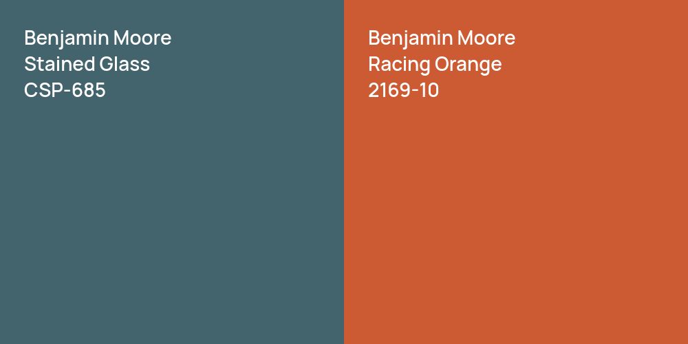 Benjamin Moore Stained Glass vs. Benjamin Moore Racing Orange