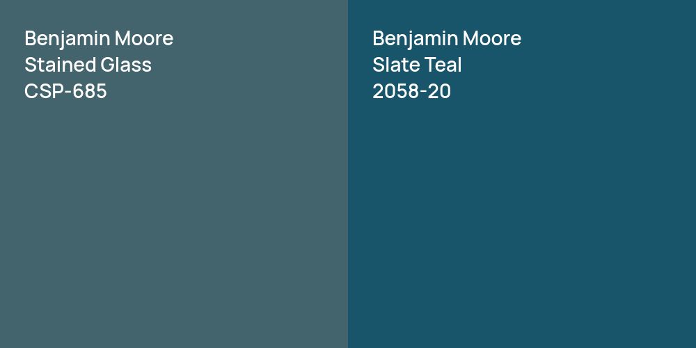 Benjamin Moore Stained Glass vs. Benjamin Moore Slate Teal