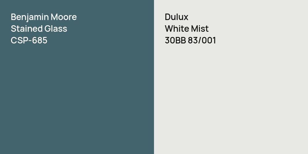 Benjamin Moore Stained Glass vs. Dulux White Mist