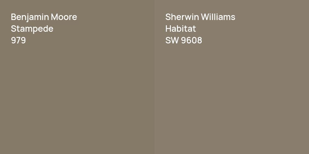 Benjamin Moore Stampede vs. Sherwin Williams Habitat