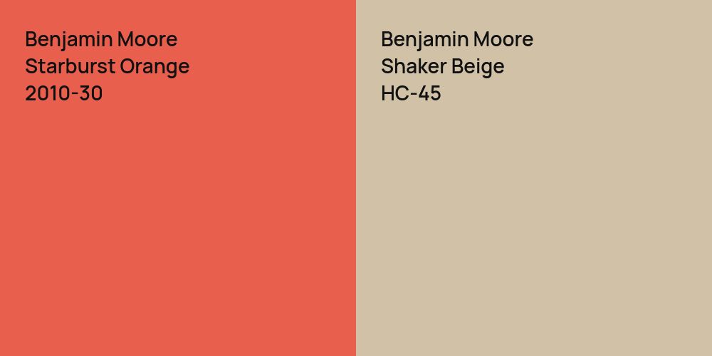 Benjamin Moore Starburst Orange vs. Benjamin Moore Shaker Beige