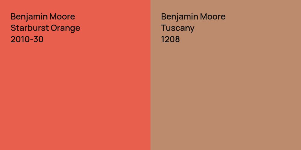 Benjamin Moore Starburst Orange vs. Benjamin Moore Tuscany