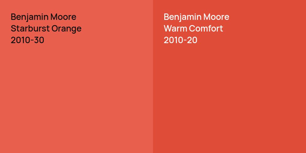 Benjamin Moore Starburst Orange vs. Benjamin Moore Warm Comfort